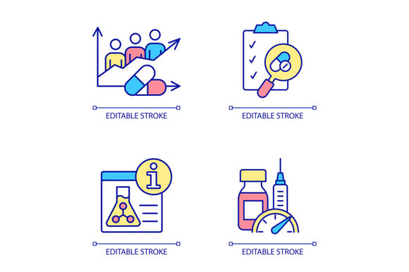 Clinical Trials RGB Color Icon Set