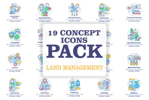 Land Management Concept Icons Bundle