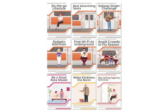 Strategic Use of Metro Characters Poster Template Set for Enhanced Visual Communication