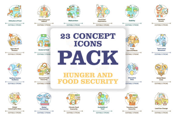 Visualizing the Future of Food Security: The Power of Hunger and Food Security Concept Icons